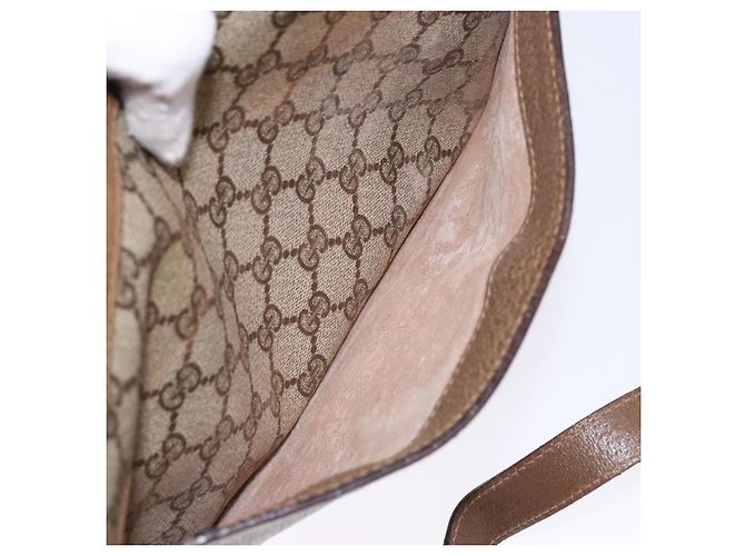 Borsa a Spalla Gucci GG Supreme Web Sherry Line PVC Beige Oro Rosso Auth ep10287 D'oro - vista 23