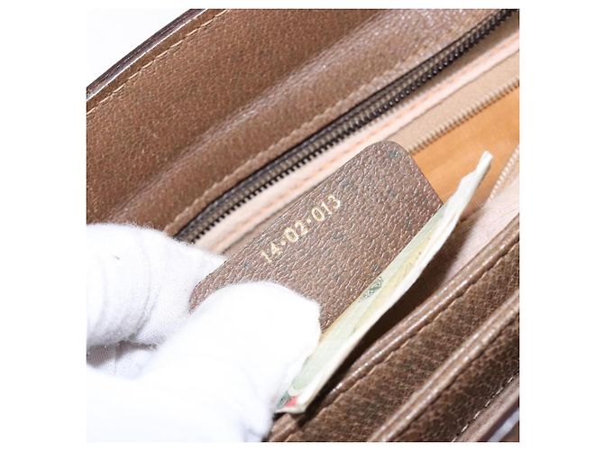 Borsa a Spalla Gucci GG Supreme Web Sherry Line PVC Beige Oro Rosso Auth ep10287 D'oro - vista 24