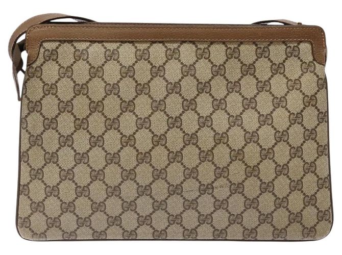 Borsa a Spalla Gucci GG Supreme Web Sherry Line PVC Beige Oro Rosso Auth ep10287 D'oro - vista 3