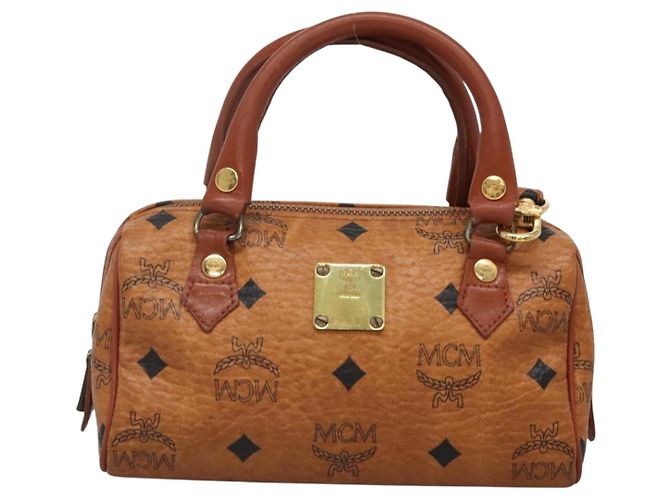 Borsa MCM Logogram Vicetos in pelle PVC 2 in 1 marrone oro Auth hk2943 D'oro - vista 2