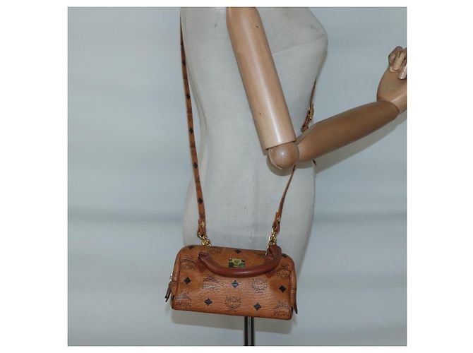 Borsa MCM Logogram Vicetos in pelle PVC 2 in 1 marrone oro Auth hk2943 D'oro - vista 22