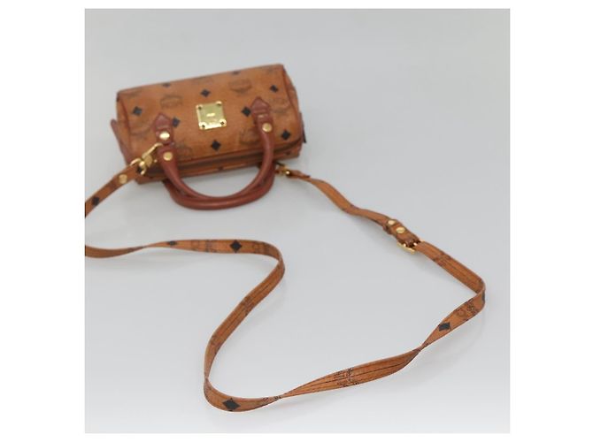 Borsa MCM Logogram Vicetos in pelle PVC 2 in 1 marrone oro Auth hk2943 D'oro - vista 9