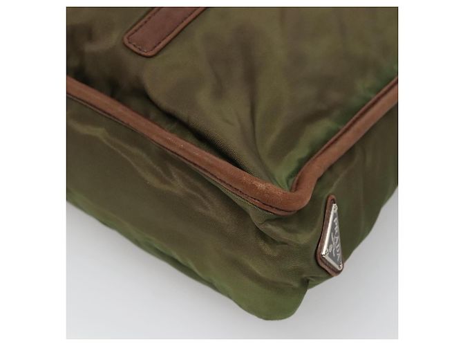 Prada Bolso Tote de nailon metalizado Amarillo Oro Auth bs28696 Plata Caqui - vista 12