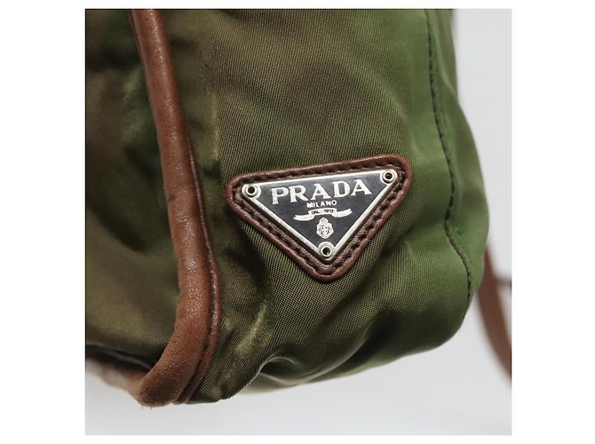 Prada Bolso Tote de nailon metalizado Amarillo Oro Auth bs28696 Plata Caqui - vista 14