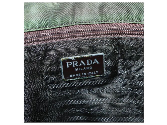Prada Bolso Tote de nailon metalizado Amarillo Oro Auth bs28696 Plata Caqui - vista 17