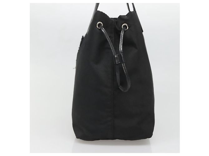 Borsa Tote Prada in nylon nero e argento Auth hk2905 - vista 5