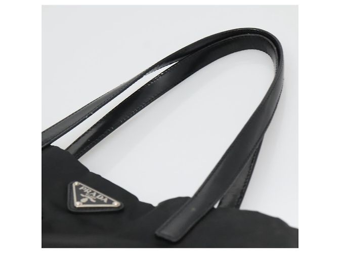 Borsa Tote Prada in nylon nero e argento Auth hk2905 - vista 8