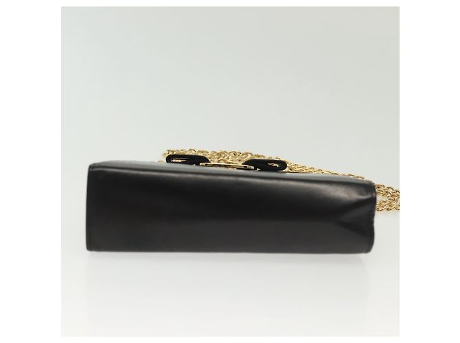 Borsa a Spalla Chain Vala in Pelle Nera e Oro Auth 139529 di Salvatore Ferragamo Nero D'oro - vista 9