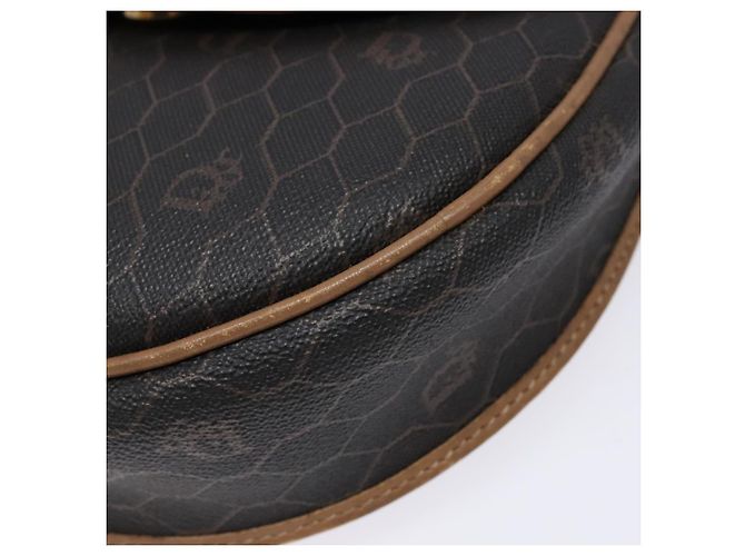 Christian Dior Borsa a spalla in tela a nido d'ape PVC nera e dorata Auth BA4962 Nero D'oro - vista 10