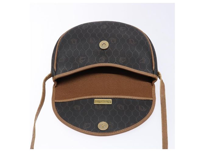 Christian Dior Borsa a spalla in tela a nido d'ape PVC nera e dorata Auth BA4962 Nero D'oro - vista 15