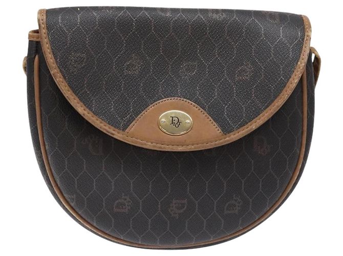 Christian Dior Borsa a spalla in tela a nido d'ape PVC nera e dorata Auth BA4962 Nero D'oro - vista 2