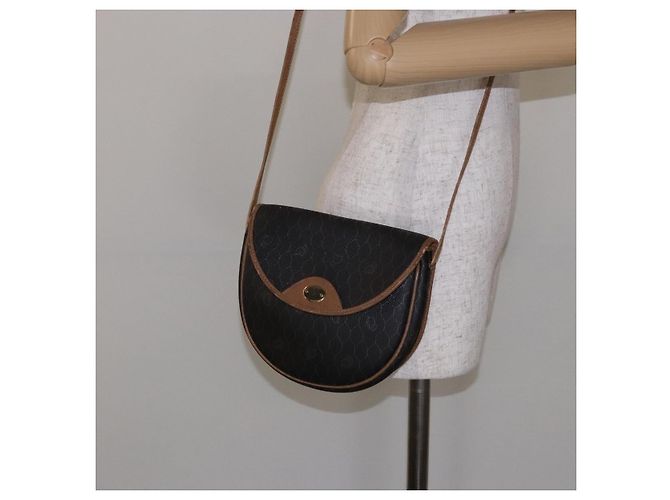 Christian Dior Borsa a spalla in tela a nido d'ape PVC nera e dorata Auth BA4962 Nero D'oro - vista 20