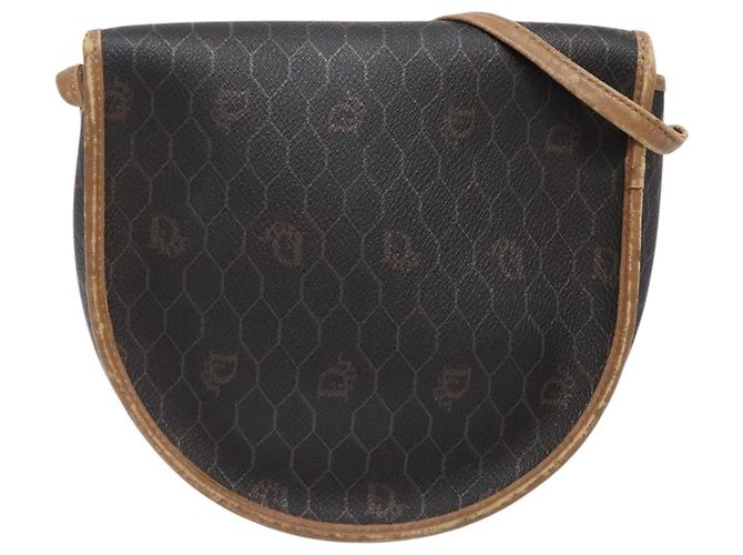 Christian Dior Borsa a spalla in tela a nido d'ape PVC nera e dorata Auth BA4962 Nero D'oro - vista 3