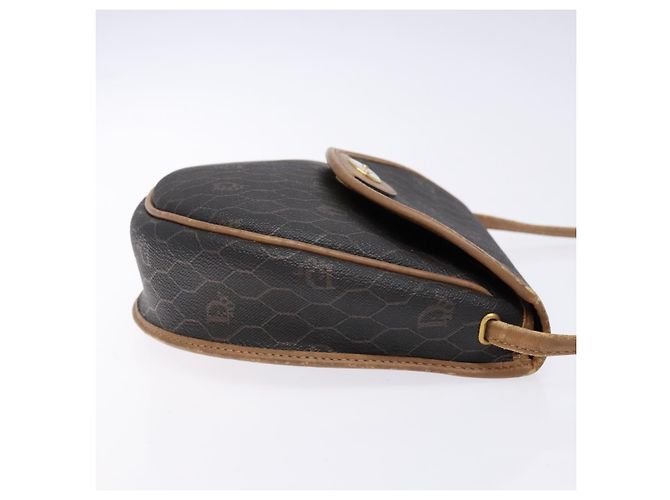 Christian Dior Borsa a spalla in tela a nido d'ape PVC nera e dorata Auth BA4962 Nero D'oro - vista 4