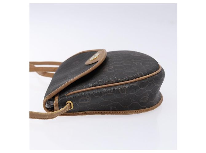 Christian Dior Borsa a spalla in tela a nido d'ape PVC nera e dorata Auth BA4962 Nero D'oro - vista 5