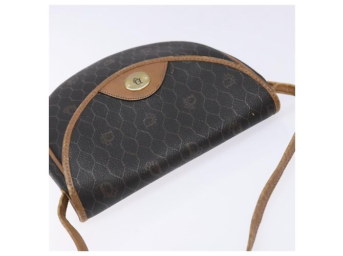 Christian Dior Borsa a spalla in tela a nido d'ape PVC nera e dorata Auth BA4962 Nero D'oro - vista 6