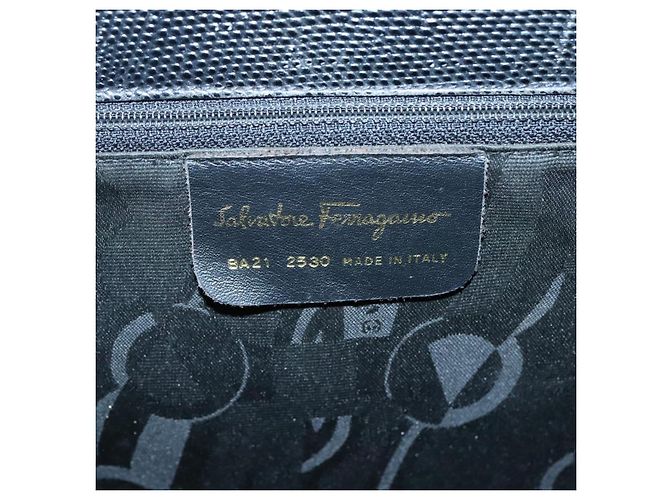 Borsa Tote Vala in pelle nera e oro Auth 139754 di Salvatore Ferragamo Nero D'oro - vista 15