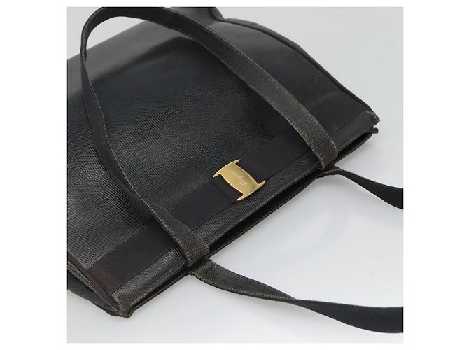 Borsa Tote Vala in pelle nera e oro Auth 139754 di Salvatore Ferragamo Nero D'oro - vista 6