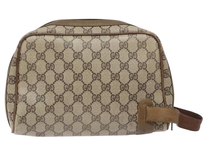 GUCCI GG Supreme Clutch Bag PVC Beige Auth ep10390 - vista 3