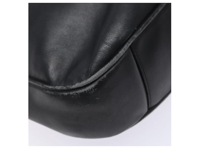 Bolso de mano de cuero GUCCI Bamboo 2way Negro Oro 001 1781 1638 Auth bs28653 Dorado - vista 14