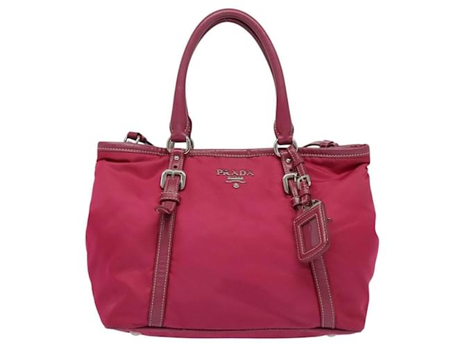 Borsa Tote PRADA Nylon 2way Rosa Argento Auth ki5875 - vista 2