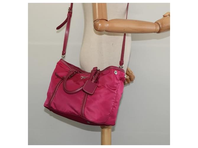 Borsa Tote PRADA Nylon 2way Rosa Argento Auth ki5875 - vista 23