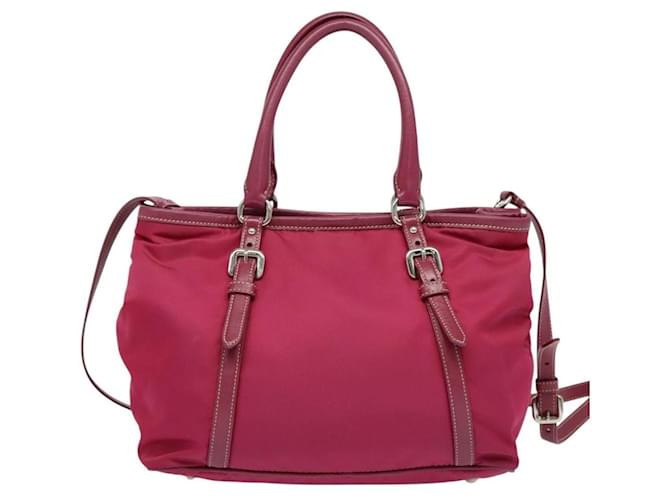Borsa Tote PRADA Nylon 2way Rosa Argento Auth ki5875 - vista 3