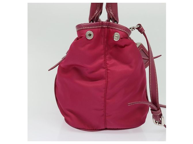 Borsa Tote PRADA Nylon 2way Rosa Argento Auth ki5875 - vista 4