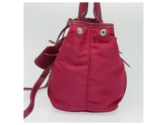 Borsa Tote PRADA Nylon 2way Rosa Argento Auth ki5875 - vista 5