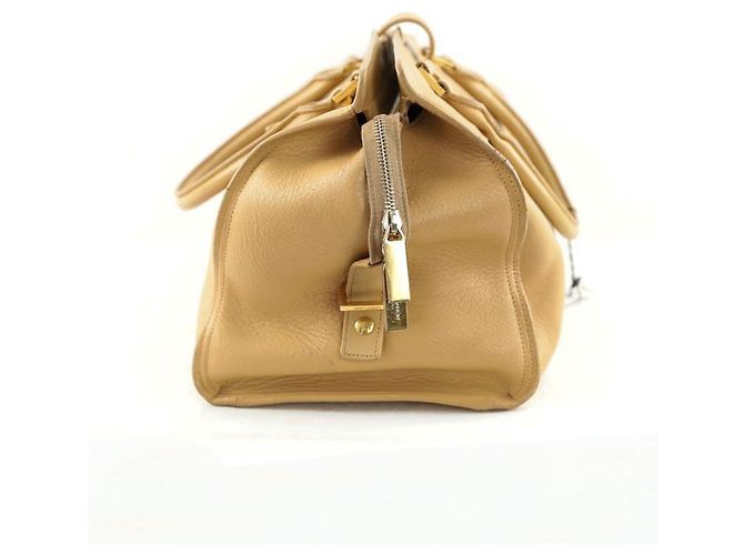 Saint Laurent Borsa tote in pelle beige - vista 3