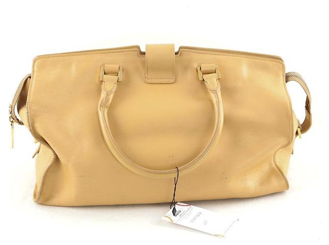 Saint Laurent Borsa tote in pelle beige - vista 4