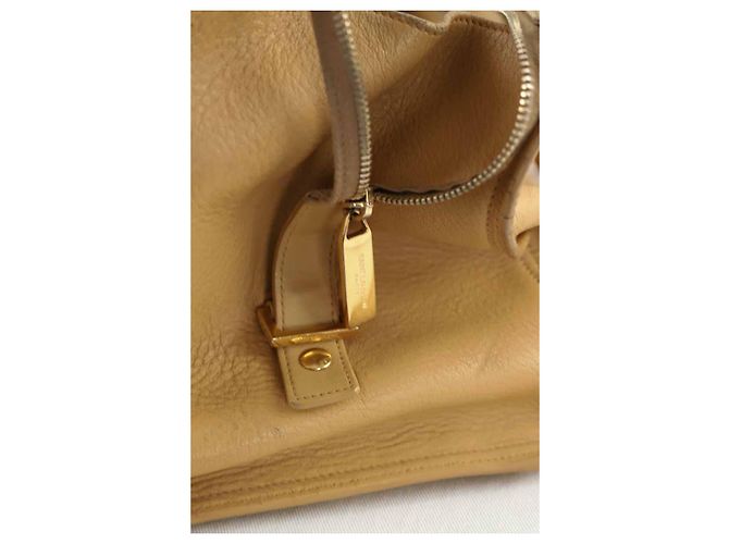 Saint Laurent Borsa tote in pelle beige - vista 8