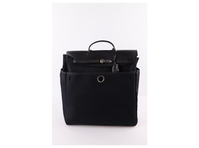 Borsa Hermès Herbag in tela e pelle nera Nero - vista 7