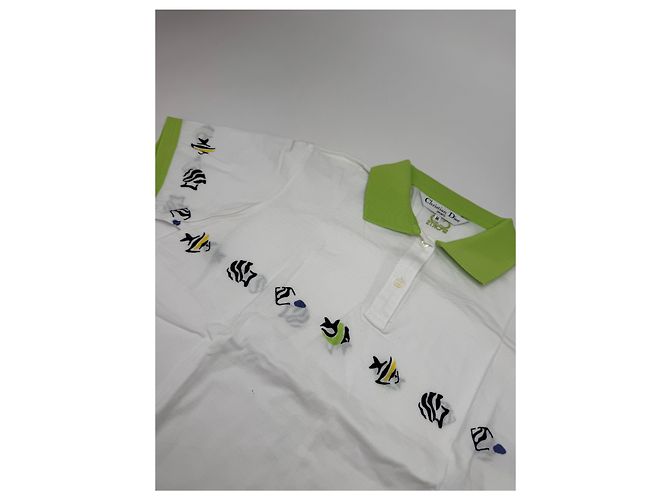 Polo Vintage Dior Bianco Verde M - vista 6