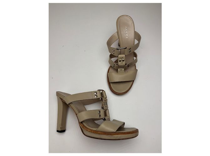 Vintage Gucci Lederpumps Beige 37 Grau - Ansicht 8