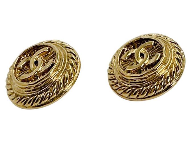Chanel Vintage Coco Mark Metall Gold Clip Ohrringe Golden - Ansicht 2