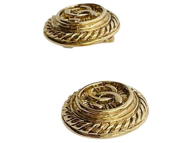 Chanel Vintage Coco Mark Metall Gold Clip Ohrringe Golden - Ansicht 3