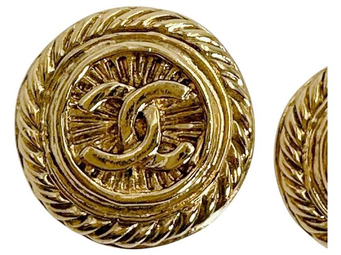Chanel Vintage Coco Mark Metall Gold Clip Ohrringe Golden - Ansicht 4