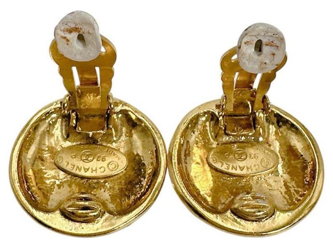 Chanel Vintage Coco Mark Metall Gold Clip Ohrringe Golden - Ansicht 7