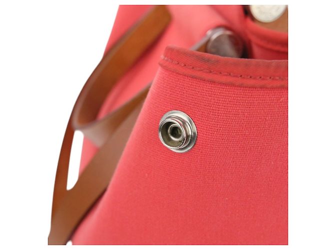 Hermès Cabag PM 2-Wege Officier Canvas Tote Bag Rot - Ansicht 8