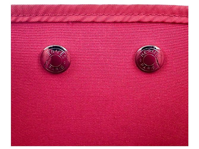 Hermès Cabag PM 2-Wege Officier Canvas Tote Bag Rot - Ansicht 9