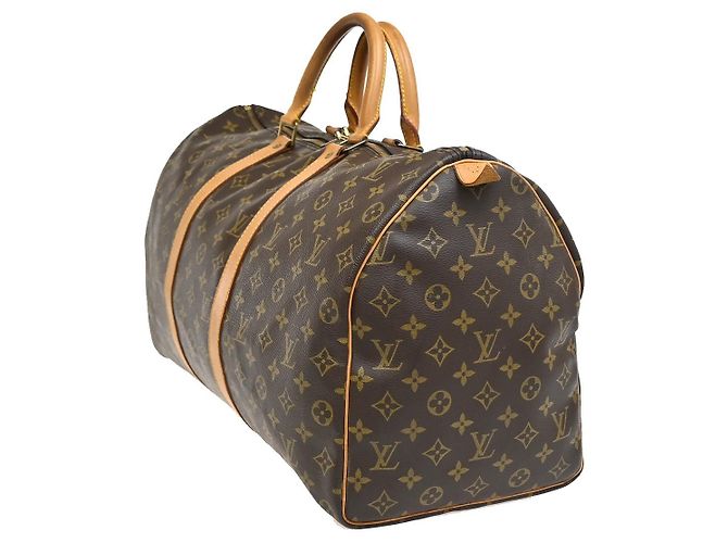 Borsa Keepall Louis Vuitton in tela Monogram 50 Marrone - vista 3