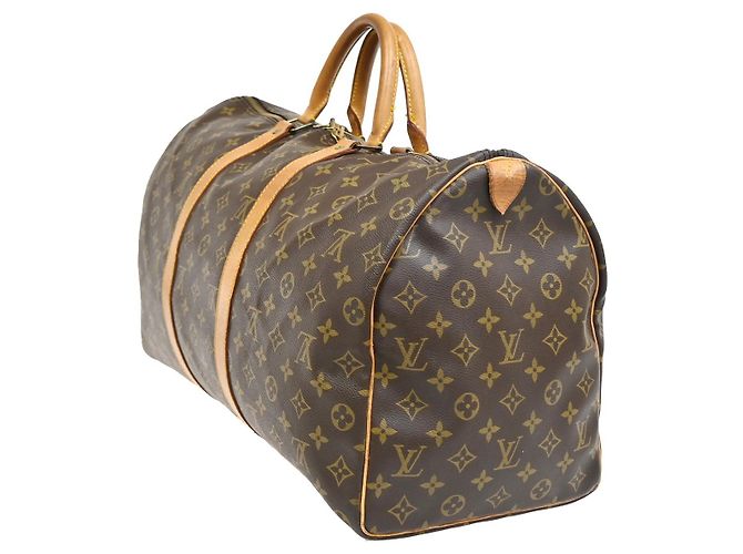 Borsa Keepall Louis Vuitton in tela Monogram 50 Marrone - vista 4