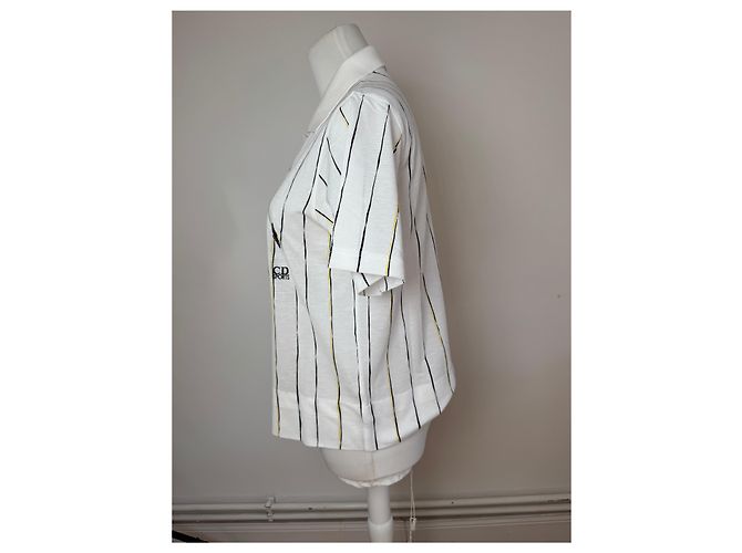 Polo Vintage Dior Stripes Nero Bianco Giallo 36/S - vista 2
