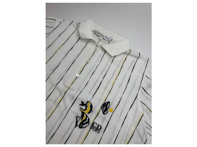 Polo Vintage Dior Stripes Nero Bianco Giallo 36/S - vista 5