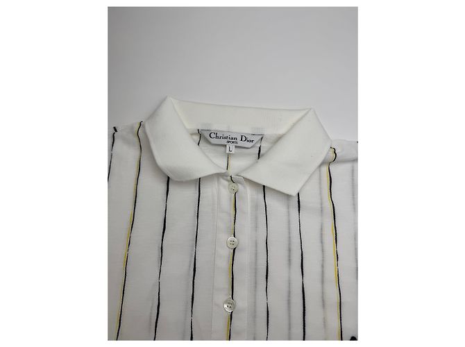 Polo Vintage Dior Stripes Nero Bianco Giallo 36/S - vista 6