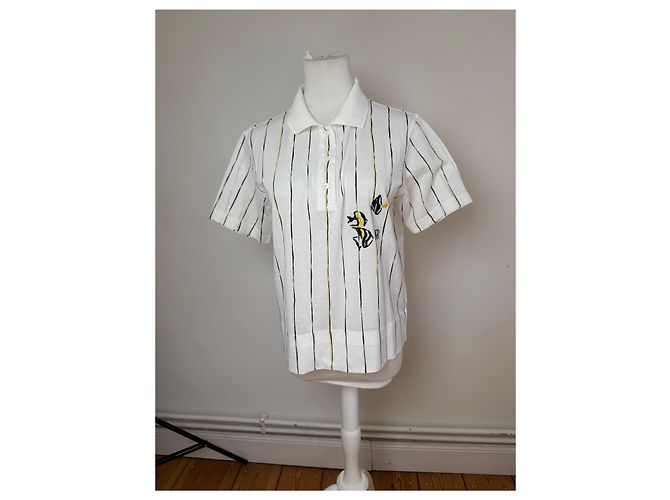 Polo Vintage Dior Stripes Nero Bianco Giallo 36/S - vista 7