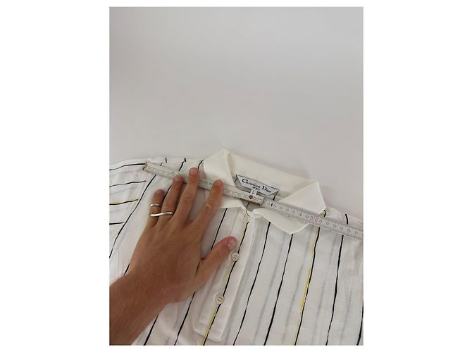 Polo Vintage Dior Stripes Nero Bianco Giallo 36/S - vista 8