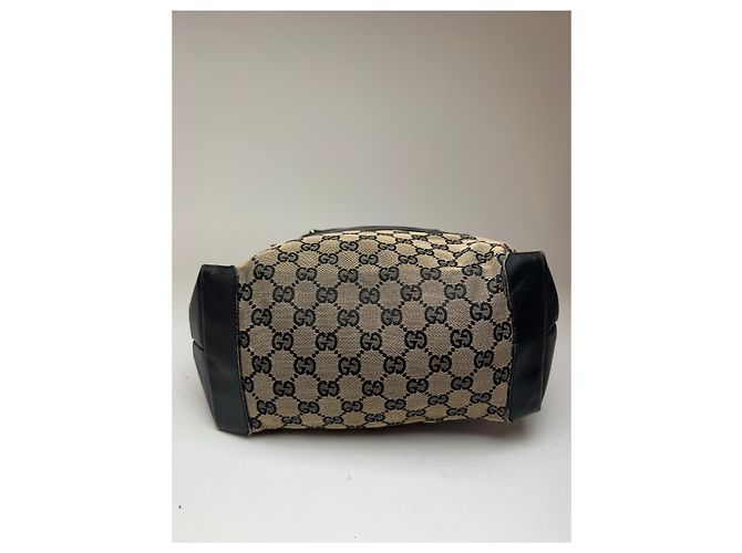 Vintage Gucci Monogramm Tasche beige und braun Schwarz - Ansicht 12