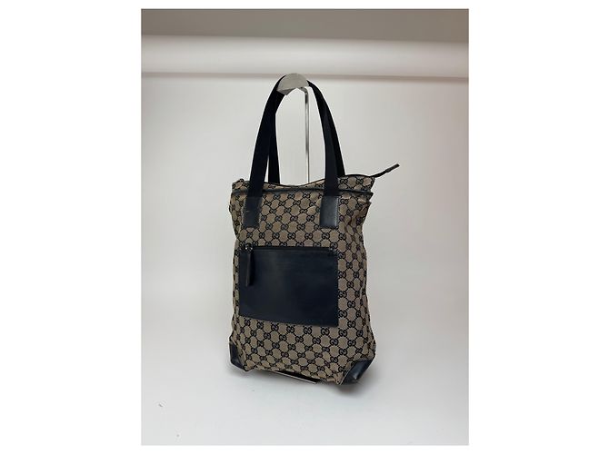 Vintage Gucci Monogramm Tasche beige und braun Schwarz - Ansicht 15